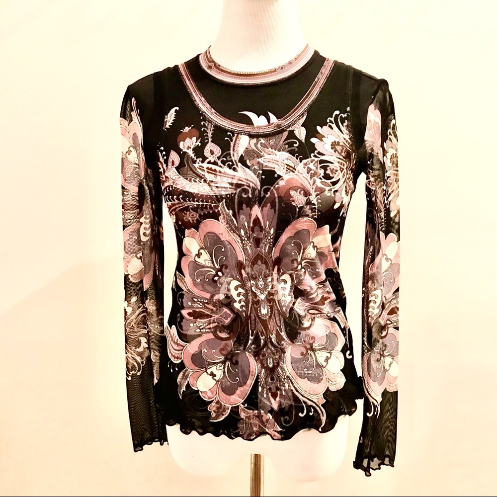 Layered Blouse with Lettuce Hem | Size S